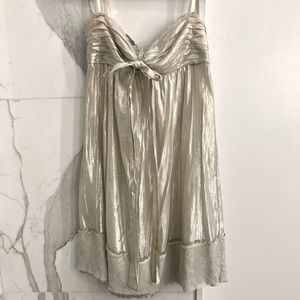 BCBG MaxAzria Silver Strappless Shimmer Dress 4